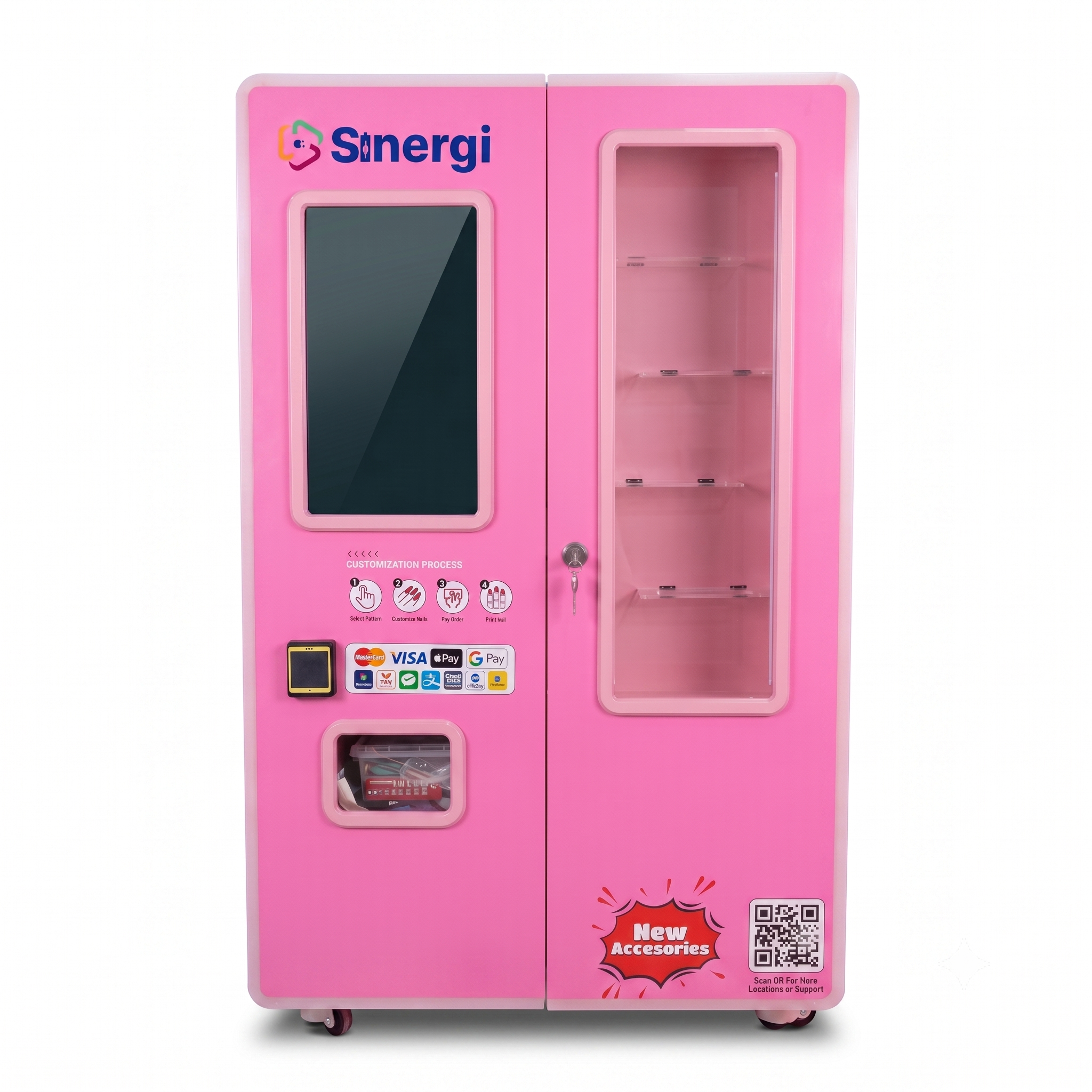 Weimi AI-PC-N1 DIY Nail Art Machine - Fully automated AI nail art vending machine featuring high-precision printing, multi-payment support, and standard 2-year warranty.
