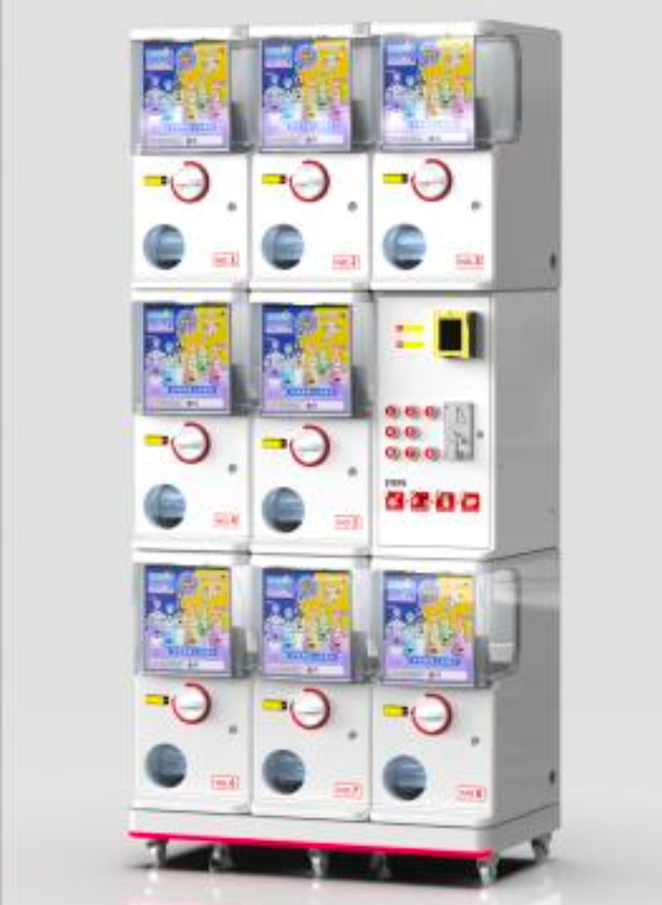 Weimi Gachapon 75mm (8 Slots) - 8-cabinet compact cashless Gacha vending machine for standard 75mm capsules. Supports digital payments & optional token mechanism.