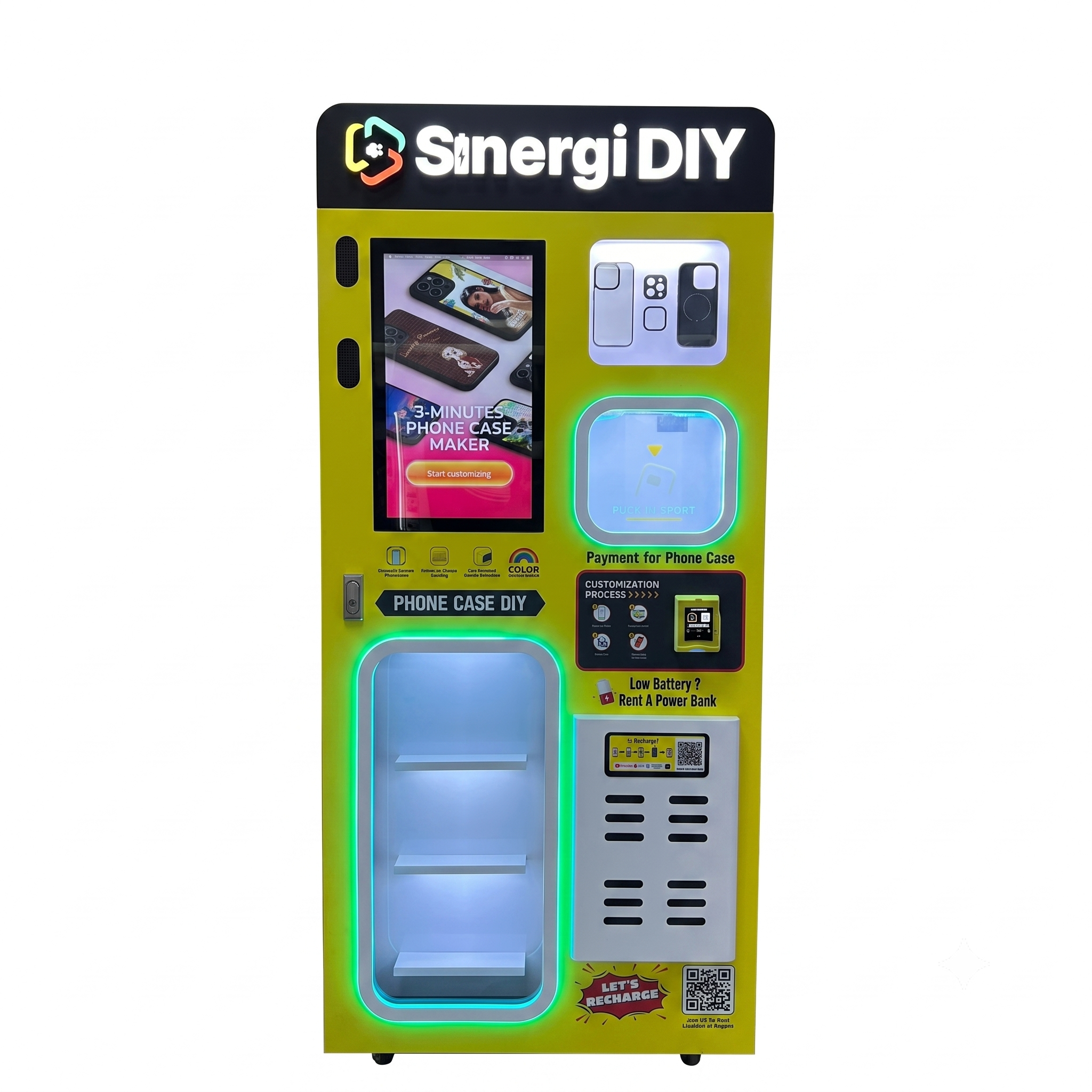 Weimi DIY AI-PC Phone Case Maker - Australia's #1 custom DIY phone case maker vending machine. Automated 2-in-1 printing and customization system for retail venues, malls, and entertainment centers.